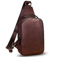 Load image into Gallery viewer, Genuine Leather Sling Bag for Men and Women Vintage Real Leather Sling Backpack Shoulder Crossbody Bag Chest Bags
