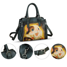 Load image into Gallery viewer, Genuine Leather Handbag for Women Hand Painted Leather Top Handle Purse Handmade Crossbody Satchel Tote Bag
