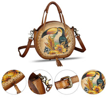 Load image into Gallery viewer, Genuine Leather Handbag for Women Purse Hand Painted Pattern Top Handle Satchel Handmade Crossbody Pouch
