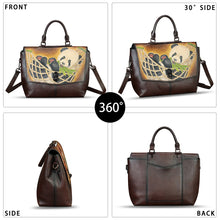 Load image into Gallery viewer, Genuine Leather Satchel for Women Hand Painted Handbag Top Handle Bags Handmade Purse Crossbody Tote Bag Purse
