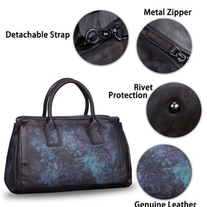 Genuine Leather Top Handle Handbag Satchel for Women Handmade Vintage Handbags Purse Retro Cowhide Crossbody Hobo Bag Purse