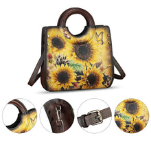 Load image into Gallery viewer, Genuine Leather Tote Bag for Women Hand Painted Leather Shoulder Handbag Handmade Purse Crossbody Work Tote Casual Purse
