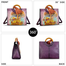 Load image into Gallery viewer, Genuine Leather Handbag Purse for Women Hand Painted Pattern Handbag Handmade Crossbody Work Tote Shoulder Bag
