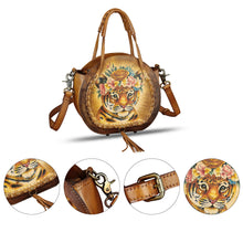 Load image into Gallery viewer, Genuine Leather Handbag for Women Purse Hand Painted Pattern Top Handle Satchel Handmade Crossbody Pouch
