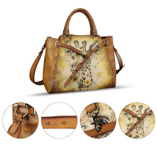 Load image into Gallery viewer, Genuine Leather Handbag Satchel for Women Hand Painted Handmade Crossbody Work Tote Bag Casual Shoulder Purses
