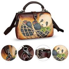 Load image into Gallery viewer, Genuine Leather Handbag Satchel for Women Hand Painted Leather Handmade Pouch Casual Shoulder Purse Bag
