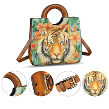 Load image into Gallery viewer, Genuine Leather Tote Bag for Women Hand Painted Leather Shoulder Handbag Handmade Purse Crossbody Work Tote Casual Purse
