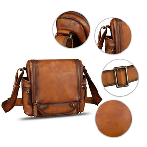 IVTG Genuine Leather Purse and Messenger Bag for Men Leather Shoulder Bag Crossbody Bag Satchel Purse Briefcase with Strap