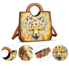 Load image into Gallery viewer, Genuine Leather Tote Bag for Women Hand Painted Leather Shoulder Handbag Handmade Purse Crossbody Work Tote Casual Purse
