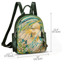 Load image into Gallery viewer, Genuine Leather Backpack for Women Hand Painted Knapsack Purse Handmade Rucksack Casual Daypack
