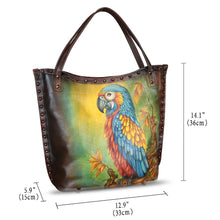 Load image into Gallery viewer, Genuine Leather Shoulder Bag for Women Hand Painted Leather Handbag Handmade Purse Crossbody Work Tote Bag Casual Purse
