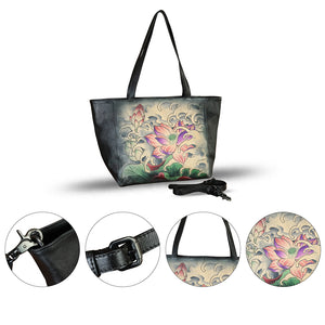 Genuine Leather Shoulder Bag for Women Hand Painted Handbag Handmade Crossbody Work Tote Casual Daypack Purse
