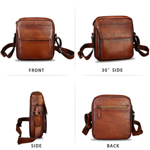 IVTG Genuine Leather Messenger Bag for Men Crossbody Shoulder Bag Satchel Casual Sling Daypack Work Business Daily Purses