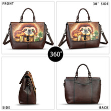 Load image into Gallery viewer, Genuine Leather Satchel for Women Hand Painted Handbag Top Handle Bags Handmade Purse Crossbody Tote Bag Purse
