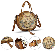 Load image into Gallery viewer, Genuine Leather Handbag for Women Purse Hand Painted Pattern Top Handle Satchel Handmade Crossbody Pouch
