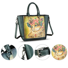 Load image into Gallery viewer, Genuine Leather Handbag for Women Hand Painted Leather Top Handle Satchel Handmade Crossbody Purse Tote Bag
