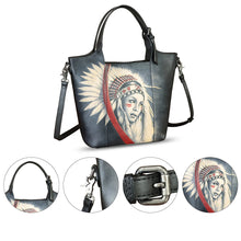 Load image into Gallery viewer, Genuine Leather Handbag Satchel for Women Hand Painted Leather Handmade Work Tote Casual Shoulder Purse Bag
