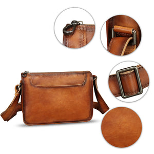 IVTG Genuine Leather Messenger Bag for Men Crossbody Shoulder Bag Casual Sling Daypack Business Daily Sling Purse Satchel