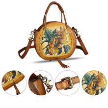 Load image into Gallery viewer, Genuine Leather Handbag for Women Purse Hand Painted Pattern Top Handle Satchel Handmade Crossbody Pouch
