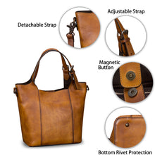 Load image into Gallery viewer, Genuine Leather Handbag for Women Vintage Handmade Shoulder Bag Purse Tote Cowhide Satchel Crossbody Top-Handle Bag
