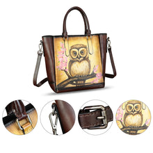 Load image into Gallery viewer, Genuine Leather Handbag for Women Hand Painted Leather Top Handle Satchel Handmade Crossbody Purse Tote Bag
