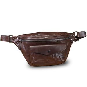 Genuine Leather Fanny Pack for Women and Men Vintage Real Leather Sling Bag Crossbody Bag Fashion Waist Bag Chest Purse