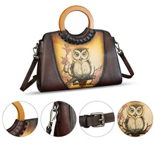 Load image into Gallery viewer, Genuine Leather Tote Bag for Women Hand Painted Shoulder Handbag Handmade Purse Crossbody Work Tote Casual Purse
