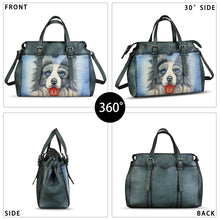 Load image into Gallery viewer, Genuine Leather Satchel for Women Hand Painted Pattern Handbag Top Handle Bags Handmade Crossbody Purse Work Tote

