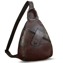 Load image into Gallery viewer, Genuine Leather Sling Bag for Men and Women Classical Real Leather Sling Backpack Purse Crossbody Bag for iPad Pro 11 inch
