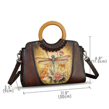 Load image into Gallery viewer, Genuine Leather Tote Bag for Women Hand Painted Shoulder Handbag Handmade Purse Crossbody Work Tote Casual Purse
