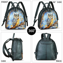 Load image into Gallery viewer, Genuine Leather Backpack for Women Hand Painted Purse Retro Leather Handmade College Knapsack Rucksack Casual Daypack
