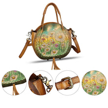 Load image into Gallery viewer, Genuine Leather Handbag for Women Purse Hand Painted Pattern Top Handle Satchel Handmade Crossbody Pouch
