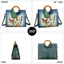 Load image into Gallery viewer, Genuine Leather Handbag Purse for Women Hand Painted Pattern Handbag Handmade Crossbody Work Tote Shoulder Bag
