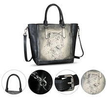 Load image into Gallery viewer, Genuine Leather Handbag for Women Hand Painted Leather Top Handle Satchel Handmade Crossbody Purse Tote Bag
