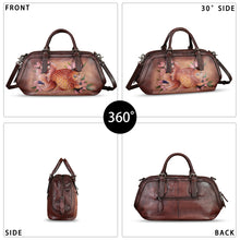 Load image into Gallery viewer, Genuine Leather Satchel for Women Hand Painted Leather Handbag Top Handle Bags Handmade Crossbody Purse Tote Bag
