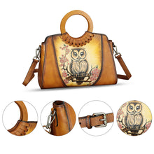 Load image into Gallery viewer, Genuine Leather Tote Bag for Women Hand Painted Shoulder Handbag Handmade Purse Crossbody Work Tote Casual Purse
