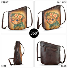 Load image into Gallery viewer, Genuine Leather Crossbody Bag for Women Hand Painted Leather Handmade Crossbody Satchel Purse Handbag
