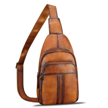 Load image into Gallery viewer, Genuine Leather Silng Bag for Women and Men Real Leather Sling Backpack Purse Chest Crossbody Bag
