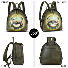 Load image into Gallery viewer, Genuine Leather Backpack for Women Hand Painted Purse Retro Leather Handmade College Knapsack Rucksack Casual Daypack
