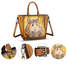 Load image into Gallery viewer, Genuine Leather Handbag for Women Hand Painted Leather Top Handle Satchel Handmade Crossbody Purse Tote Bag
