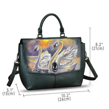 Load image into Gallery viewer, Genuine Leather Satchel for Women Hand Painted Handbag Top Handle Bags Handmade Purse Crossbody Tote Bag Purse
