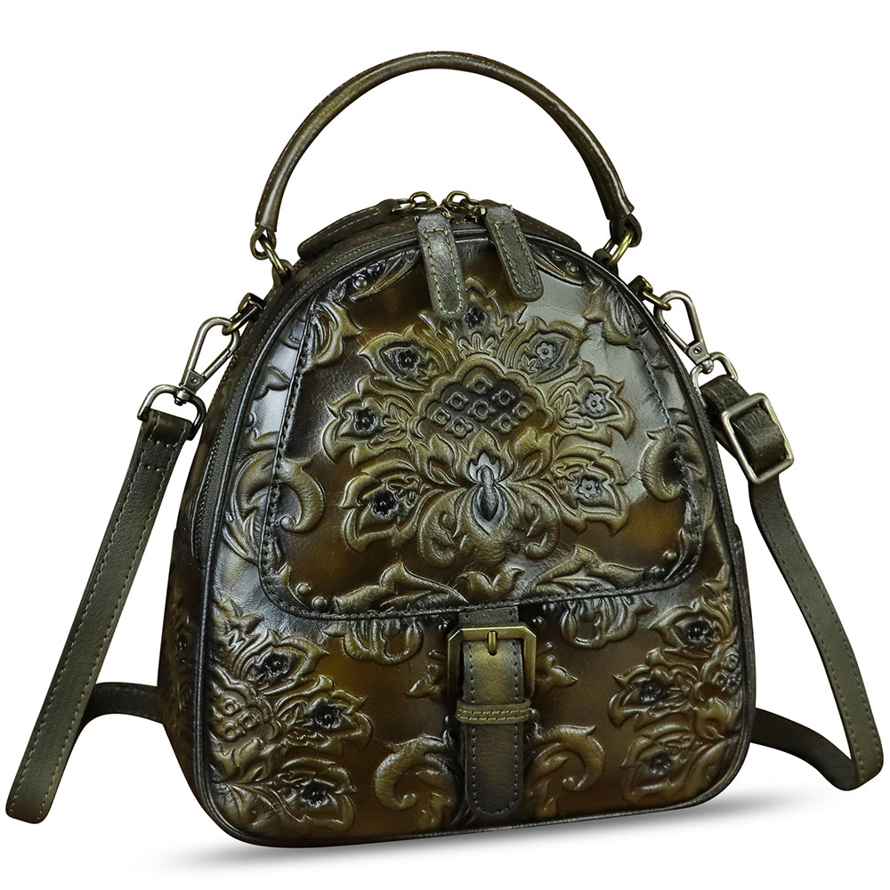 Genuine Leather Backpack for Women Crossbody Shoulder Bag Vintage Rucksack Fashion Knapsack Purse Daypack Bag