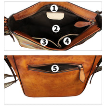 Load image into Gallery viewer, Genuine Leather Crossbody Bag for Women Hand Painted Leather Handmade Crossbody Satchel Purse Hand Drawn Handbag
