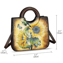 Load image into Gallery viewer, Genuine Leather Tote Bag for Women Hand Painted Leather Shoulder Handbag Handmade Purse Crossbody Work Tote Casual Purse
