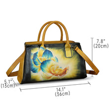 Load image into Gallery viewer, Genuine Leather Satchel for Women Hand Painted Handbag Top Handle Bags Handmade Crossbody Purse Tote Bag
