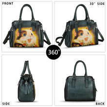 Load image into Gallery viewer, Genuine Leather Handbag for Women Hand Painted Leather Top Handle Purse Handmade Crossbody Satchel Tote Bag
