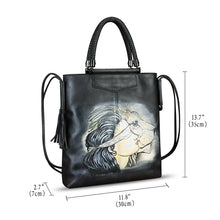 Load image into Gallery viewer, Genuine Leather Handbag for Women Hand Painted Leather Top Handle Bag Handmade Crossbody Purse Work Tote Bag
