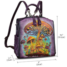 Load image into Gallery viewer, Genuine Leather Satchel for Women Hand Painted Purse Crossbody Handbag Top Handle Bags Handmade Convertible Backpack
