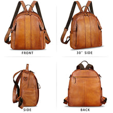 Load image into Gallery viewer, Genuine Leather Backpack Purse for Women Vintage Casual Daypack Back Bag Handmade Knapsack Western Rivets Rucksack
