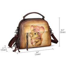 Load image into Gallery viewer, Genuine Leather Satchel for Women Hand Painted Leather Top Handle Handbag Handmade Crossbody Purse
